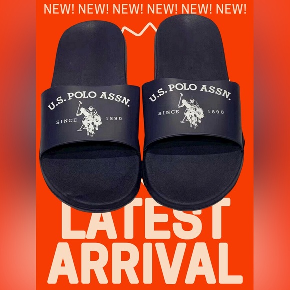 NWT Mens U.S. Polo Assn. Slip On Sport Sandals Slippers Navy Sandal 13-14 - Picture 1 of 6
